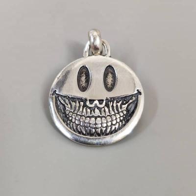 China Mens Hiphop Amazon Pendant Necklace 925 Sterling Silver Double Sided Smile Jewelry And Grin Part 925 Silver for sale