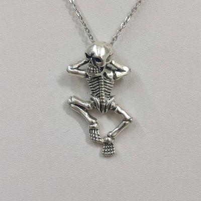 China Hiphop RTS Fashion Jewelry Men's Skeleton Bones 925 Sterling Silver Pendant Necklace Men's Hiphop Party Pendants and Charms for sale