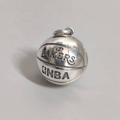 China 925 Sterling Silver Sterling Silver Charms Men's Basketball Sport Boy Jewelry Gold Plated Jewelry for sale