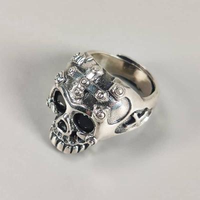 China Hiphop Jewelry Wholesale Silver Skull Rings Ring Men 925 Sterling Silver Zircon CZ Cross Hiphop Gold Plated Mens Rings for sale