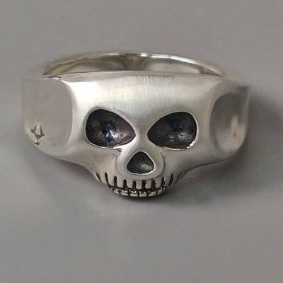 China Sterling Silver Punk Skull Ring Gold Plated Elaborate Gift Mens Christmas Captain Christmas Pirate Jewelry Skull Punk Rings 925 Sterling Silver for sale