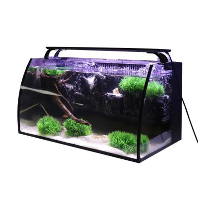 China Sustainable Hygger LED Glass Aquarium Kit With Power Filter Pump Colored Aquarium Led Light Wide View Curved Shape Aquarium Accessories for sale