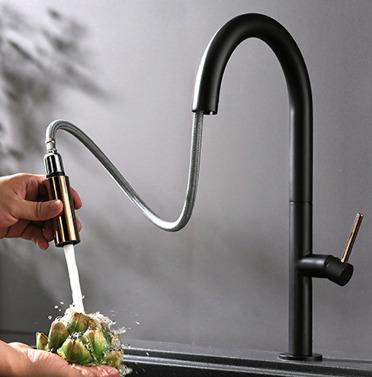 China Sense Faucets Cupc UPC NSF 2 Works Single Hole Single Handle Flexible Hose Pull Out Kitchen Faucet Faucets for sale