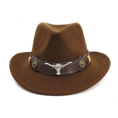 China Cheap LD16 Eco - Friendly Custom Advertise Mens Brown American Style Felt Cowboy Hats for sale