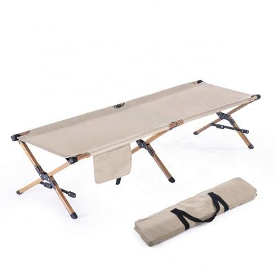 China LDOCM23 LDOCM23 Grain Aluminum Alloy Folding Cradle Beach Bed Outdoor Wooden Military Camping Bed for sale