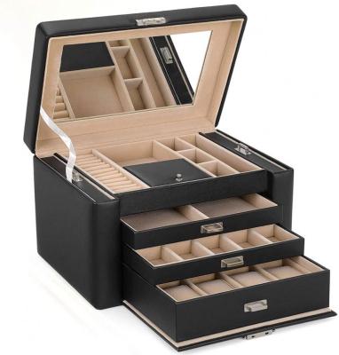 China New High Grade Handmade Premium Leather With Multi-Drawers Watch Luxury Jewelery Box Organizer Storage for sale