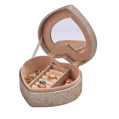 China Newest jewelry storage box design shinning mini heart ring jewelry box as small gift jewelry organizer for sale