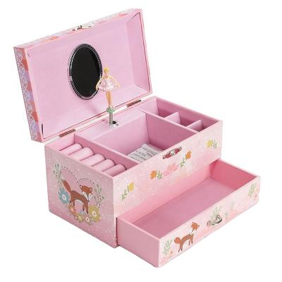 China Custom Crank Operated Printing Paper Music Box Spinning Musical Jewelry Box for sale