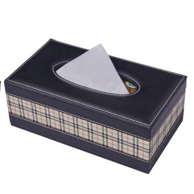 China 2021 Handmade Leather Facial Rectangle Home Decorative Modern Tissue Organizer Box For Car for sale