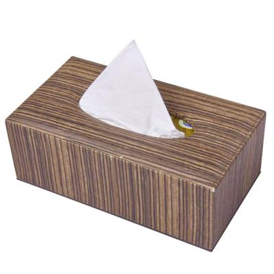 China Traditional Hot Selling Magnetic Closure Home Use Retro Color Wood Grain Leather Vintage Tissue Paper Box for sale