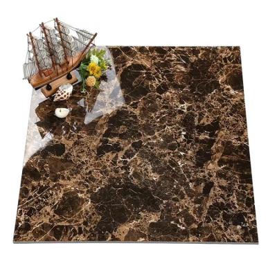 China Glazed Dark Emperador 600x600 800x800 Dark Emperador Marble Tiles Metallic Hardware Polished Glazed Tiles Porcelain for sale