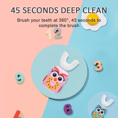 China AIWO Children's Electric Toothbrush 68*61*127mm Fully Automatic USB U Shaped Child Electric Toothbrush for sale