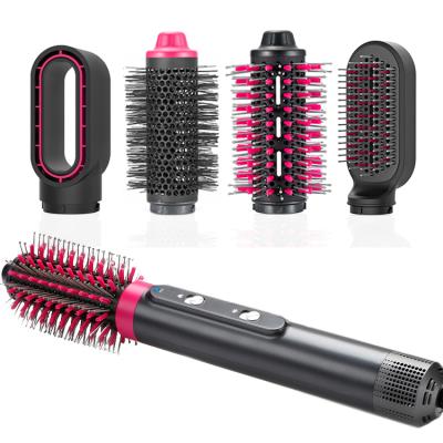 China Multi-temperature AIWO Degree Hot Selling Electric Hair Brush Dryer 5 in 1 Removable Blow Head Straightener Electric Comb for sale