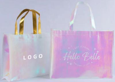 China Gift Tote Non Woven Shopping Bag Holographic Metallic Shiny Laminated Iridescent for sale