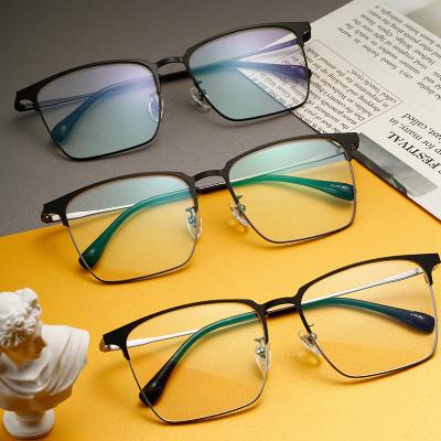 China For Modern Designer Glass Eyewear Frames Semi-Titanium Optical Glasses For Men for sale