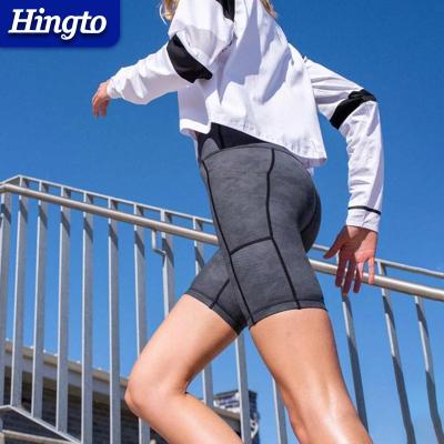 China Hingto Breathable Apparel Nylon Spandex Biker Yoga Shorts Fitness Plus Size Yoga Shorts With Side Pocket Gym Shorts for sale