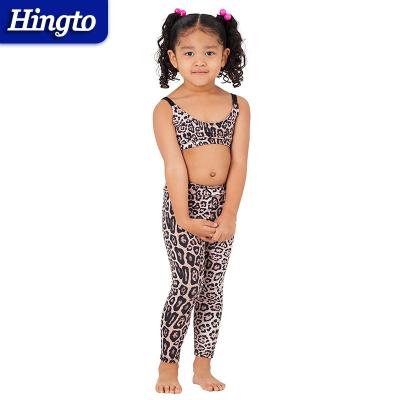 China Fashion breathable leopard running fitness kids yoga pants and yoga sports sports bra for kids for sale