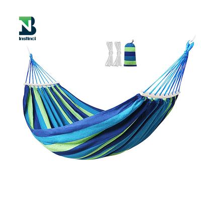 China Patio\Garden\INSTINCT 190*80cm Outdoor Portable Rainbow Leisure Garden Swing Polyester Cotton Folding Hammock with Angled Stick and Storage Bag for sale