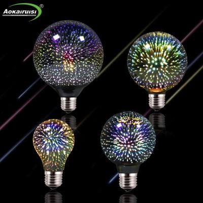 Cina Hotel decorative 4W color led illusion lamp bulb E27 ST64 A60 G95 3D led firework bulb in vendita