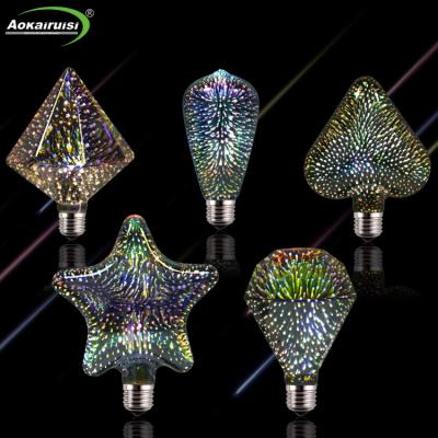 Cina Edison Holiday Decoration LED 3D Firework Bulb Star Light Bulb Colorful Festival Art Ball E27 E26 B22 A60 A19 ST64 G95 G80 G125 in vendita