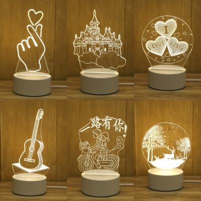 China Fashion Holiday Christmas Decoration 3D Acrylic Assembled Base Led Night Lamp Color Changing Led Night Light For Kids Customized Logo for sale