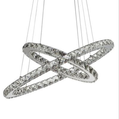 Китай Modern Hanging Ring Pendant Light 2 Led Crystal Chandeliers Stainless Steel Ring Crystal Chandelier Pendant Light For Bedroom продается