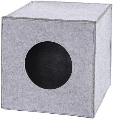 China Cats Cozy Pet House Foldable Cuddly Cube For Cats Felt Cat Cave With Cushion for sale