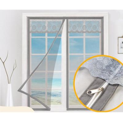 China Vertical Multiple Patterns Zipper Closing Easy Window Mesh Screen Curtain for sale