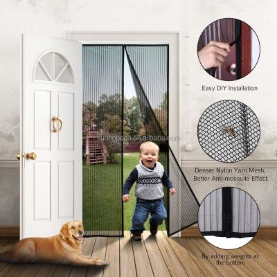 China Lightweight Heavy Duty Magnetic Fly Screen Door Reinforced Edge Mesh Cortin for sale