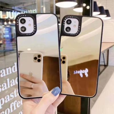 China Custom Printed Shockproof Logo Name Mirror Electroplate Phone Case Back Cover For iPhone 13 Pro Max Mirror Design Cell Phone Case Makeup for sale