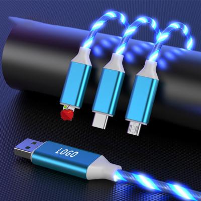 China Strong Durable Customize Printing Logo 3 In 1 USB Cable Universal Multi Function Mobile Phone Charger Fast Charging Cord for sale