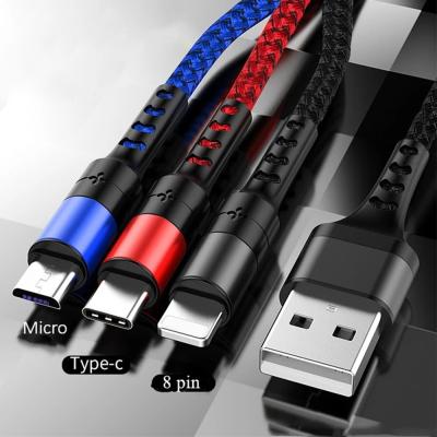 China Strong Durable 5A Mobile Phone Charging 3 In 1 Micro USB Type C Cable 3 In 1 Fast Charger Cable for sale