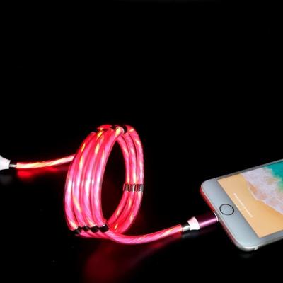 China Strong Durable LED Glow Flow Magnetic Data Cable Fast Charging Charger For iPhone for sale