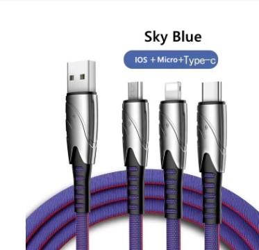 China 3A USB Strong Durable Fast Cable Mobile Phone Line Fast Charging Cable Zinc Alloy Data Cable Weaving Fabric For Samsung for sale