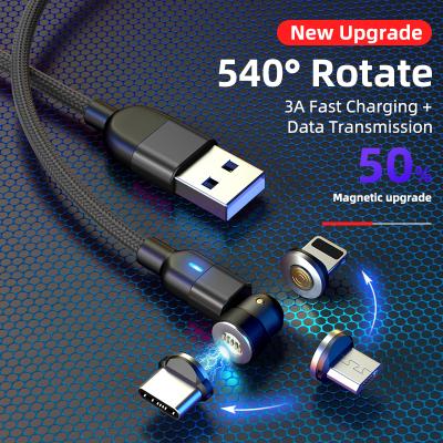 China Durable 540 Degree Rotate Magnetic Cable USB Fast Charging Micro Data Type C Magnet Charger USB C Phone Cable For iPhone Xiaomi Huawei for sale