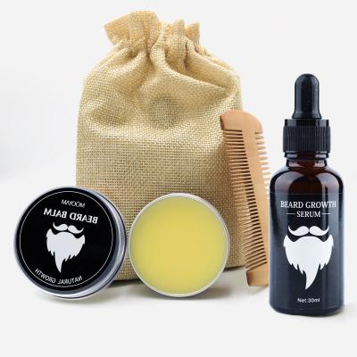 China Whitening Butter Wax Serum Wash Beard Care Product Shampoo Roller Set Men's Grooming Private Label Balm Oil Kit Comb Growth Kit Beard Oil for sale