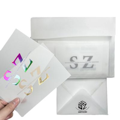 China Custom Luxury Gift Envelope Printing Newest Art Paper Gift Packaging Translucent Envelope With Card Printed for sale