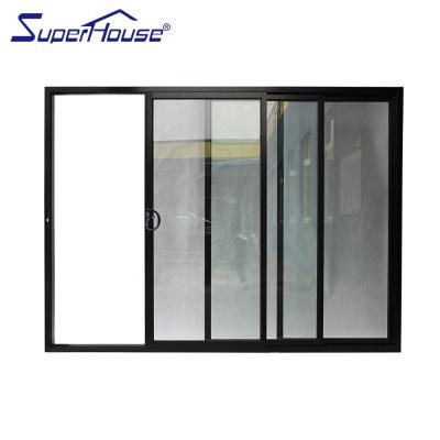 China Modern Australia Energy Rating Black Standard Sliding Stacker Glass Door With 3 Panel 6 Panel for sale