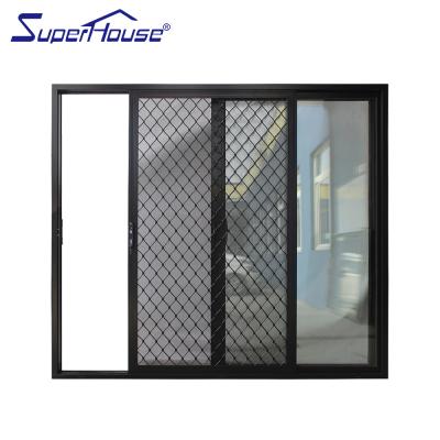 China Australia Standard Modern Glass Mesh Aluminum Sliding Glass Patio Door Half Glass Half for sale