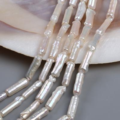 China White Freshwater Pearl 6-7mm Natural Cylindrical Shape Loose Beads Freshwater Stick Pearl Strand for sale