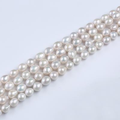 China Jewelry 11-12mm Teardrop Shape Baroque Natural Freshwater Pearl Drop Beads Strand White Loose Pearls for sale