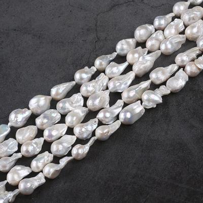 China Jewelry cheap price 13-15mm white baroque loose freshwater pearl real pearl strand for sale