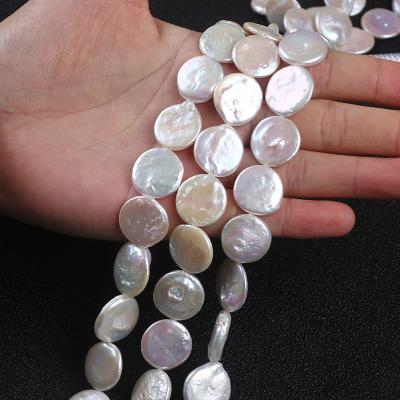 China Jewelry 16-17mm Cultured White Natural Coin Loose Beads Freshwater Pearl Strand For Jewelry Making for sale