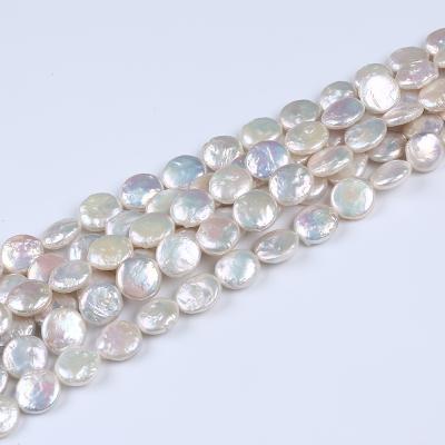 China Jewelry 13-14mm AAA Cultured White Natural Coin Pearl Freshwater Pearl Strand for sale