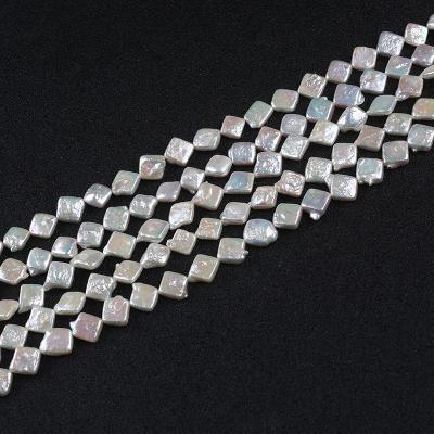 China Jewelry 9x10mm Cultured Natural White Square Real Freshwater Diamond Pearl Strand for sale