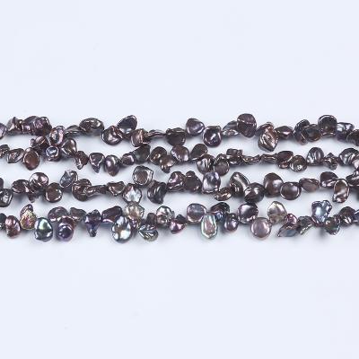 China Jewelry 9-10mm Cultured Natural Loose Pearls Black Freshwater Pearl Keshi Pearl Real Strand for sale