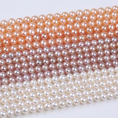 China Natural Loose Freshwater Pearl 6-7mm Pink Purple Pearl Beads Real Freshwater Close Round Pearl Beads for sale