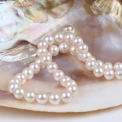 China Chinese White Natural Round Freshwater Color Pearl Strand Jewelry 8-9mm AAA for sale