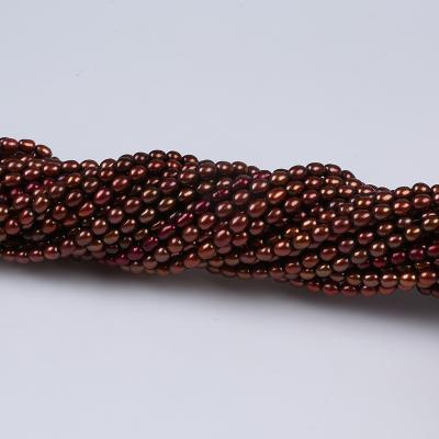 China Natural Jewelry 5-5.5mm Brown Rice Shape Loose Beads Freshwater Pearl Strand for sale