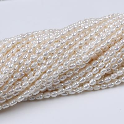 China Jewelry 2.5-3mm Natural White Loose Pearls Freshwater Rice Pearl Strand Real for sale